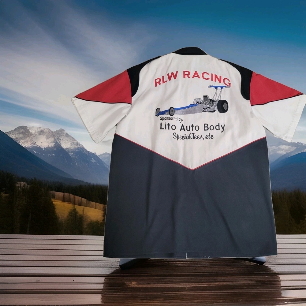 🏁Vintage Speed Zone Racing Shirt Mens Lrg Embroidered Dragster‎ RLW Racing NHRA